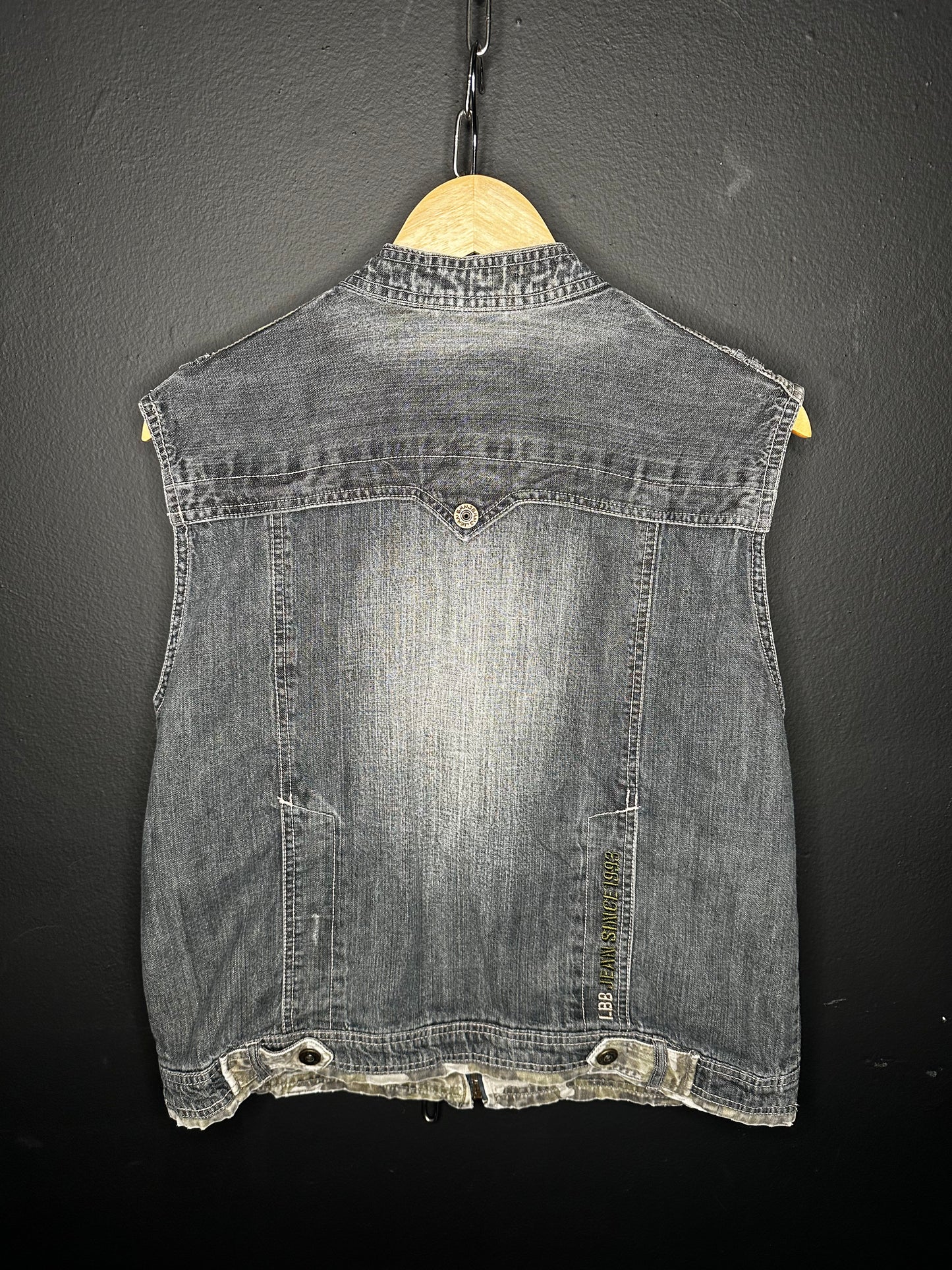 (M) Denim Grey/Camo Zip Up Vest