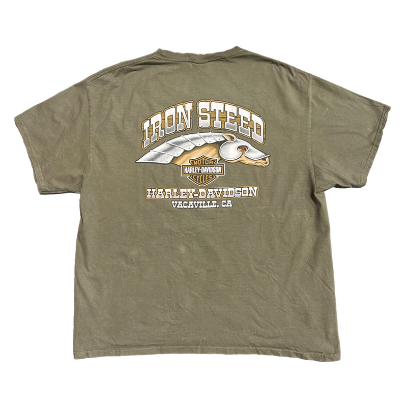 (XL) 2012 Army Green Vacaville, CA Harley Davidson T-Shirt