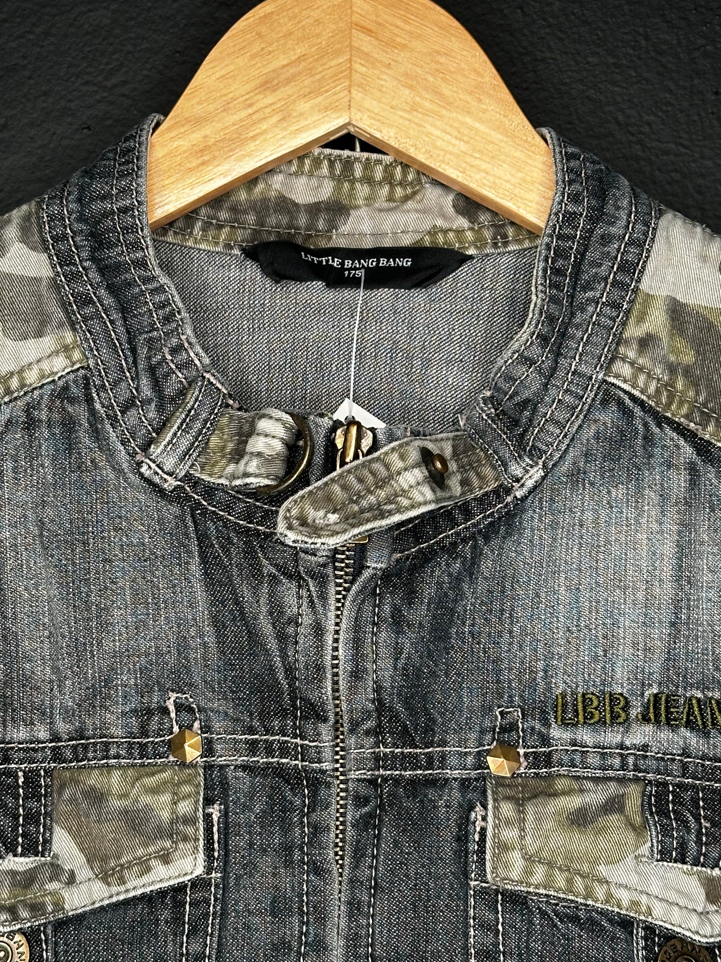 (M) Denim Grey/Camo Zip Up Vest
