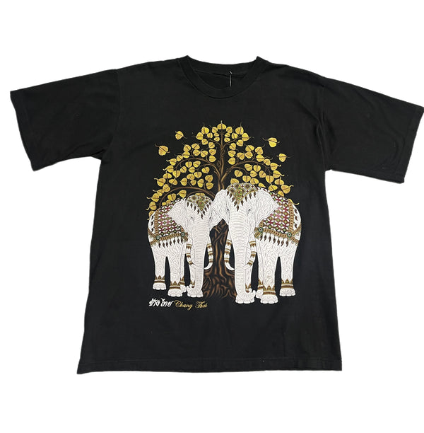 (XL)Vintage My Dreams Thailand Elephant Raised Print T-Shirt
